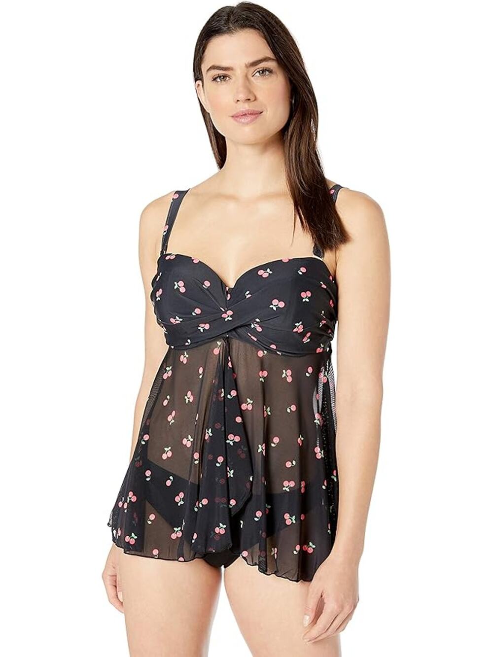 Smart & Sexy Women's 44D Full Busted Ruffle Twist Cherry Bandeau Tankini J14-23